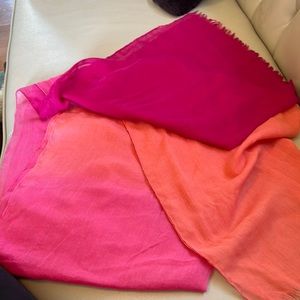 Fuchsia, pink and coral ambre gauzy scarf
